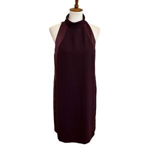 REISS Kaelin High Neck Shift Dress Berry Burgundy Size 8